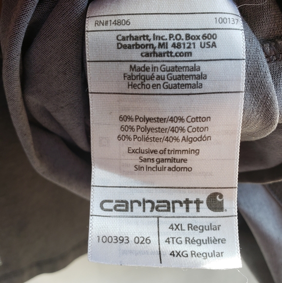 Carhartt Men’s long Sleeve T-shirt. Size: 4XL, Gray. - Picture 6 of 8